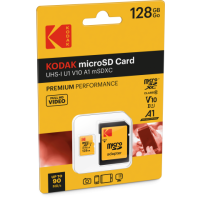 Kodak Premium Performance Class 10 UHS-I U1 V10 A1 microSDXC with SD Adapter 記憶卡 128GB [R:90 W:25] (EKMSDM128GXC10K)