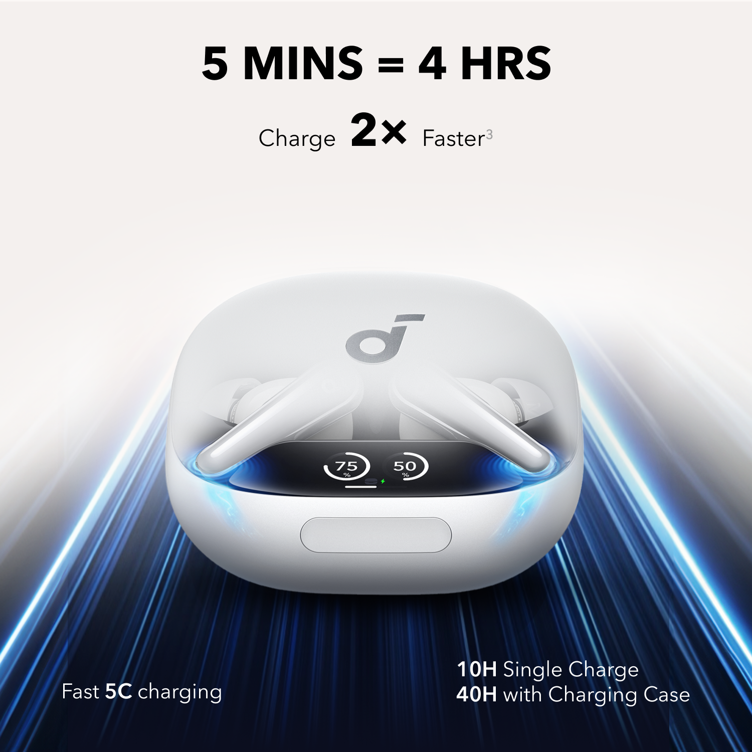 soundcore ANC earbuds with fast 5C charging for extra hours