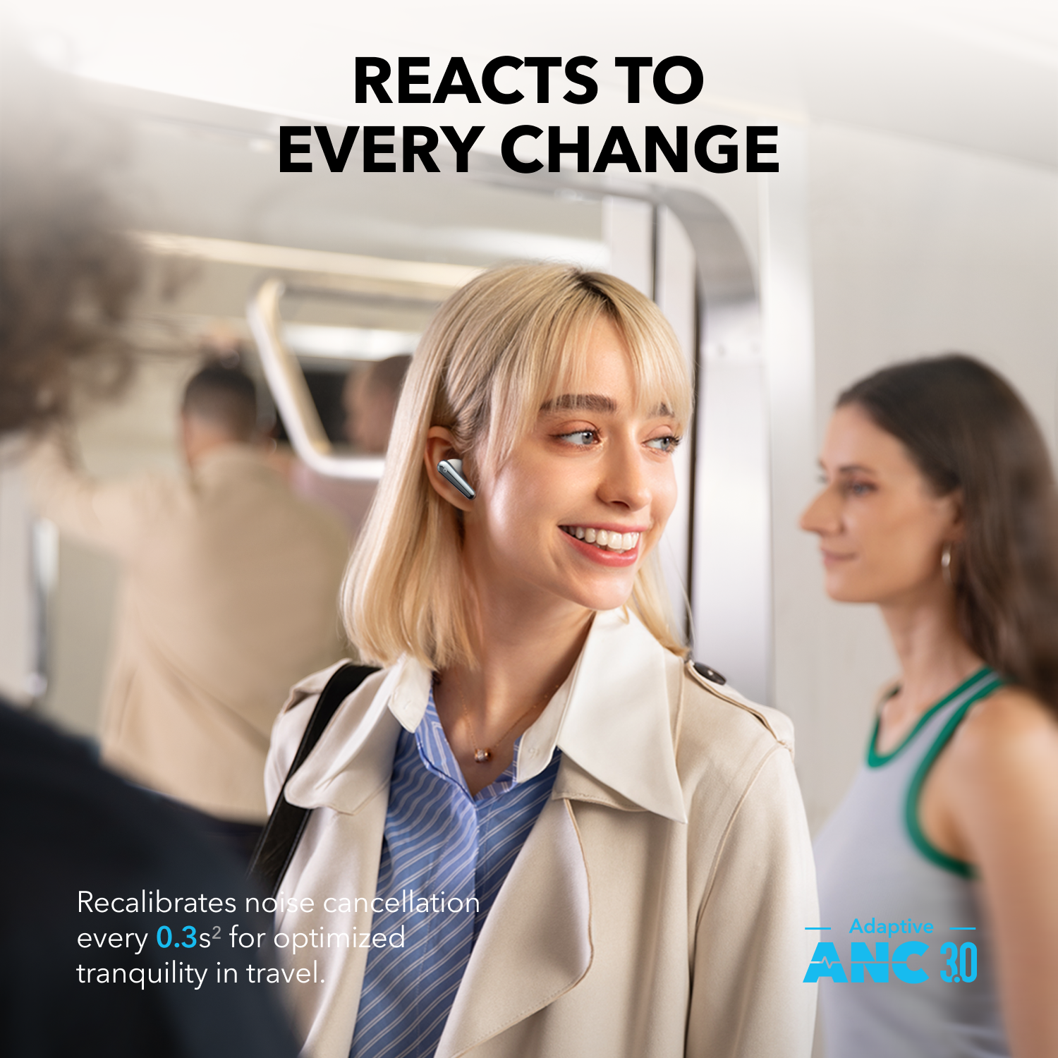 soundcore wireless earbud with Adaptive ANC 3.0 for travel